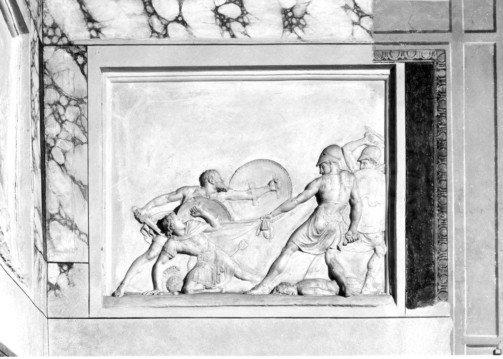 Morte di un guerriero in battaglia (rilievo) di Thorvaldsen Bertel (maniera) (prima metà sec. XIX)