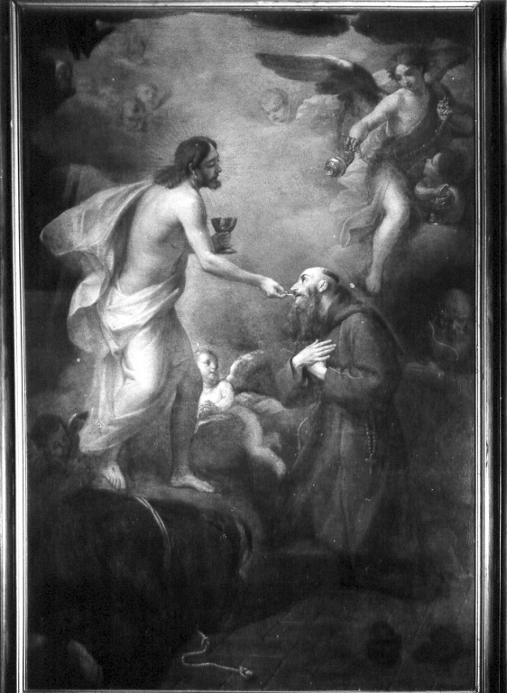 comunione di san Lorenzo da Brindisi (dipinto) di Conca Sebastiano (sec. XVIII)