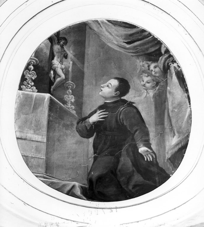 S. Luigi Gonzaga in preghiera davanti al Crocefisso (dipinto) - ambito romano, ambito romano (prima metà sec. XVIII)