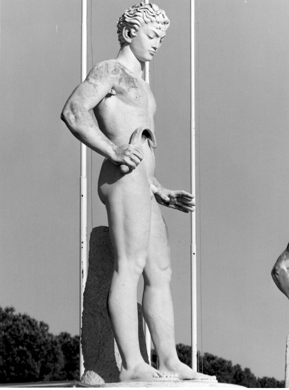 atleta con strigile (scultura) di Bellini Aroldo (sec. XX)