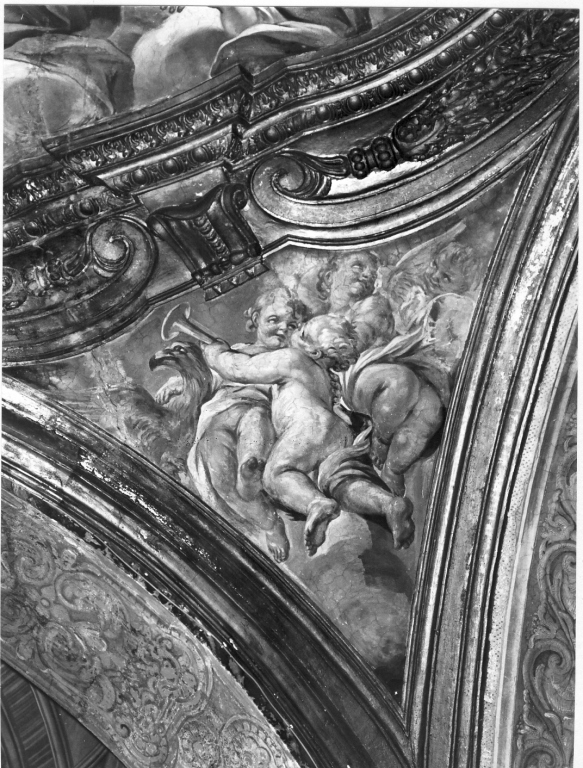 putti con aquila e tromba (dipinto) di Beinaschi Giovan Battista (seconda metà sec. XVII)