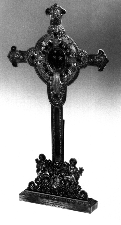 reliquiario - a croce - ambito romano (seconda metà sec. XIX)