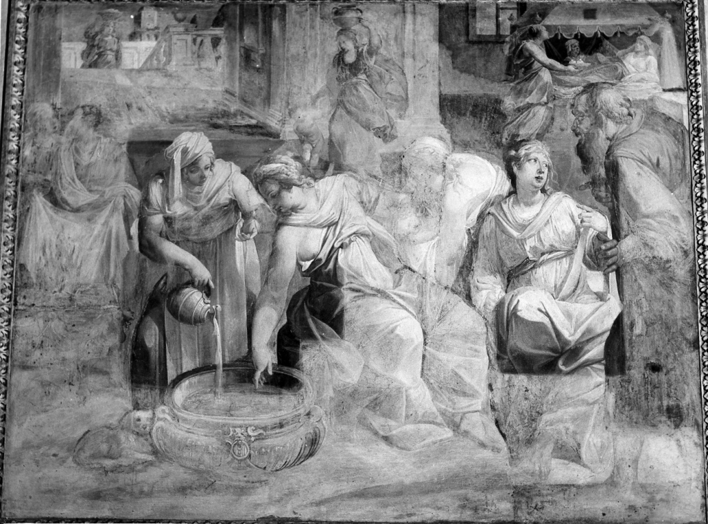nascita di Maria Vergine (dipinto) di Ganassini Marzio (secc. XVI/ XVII)