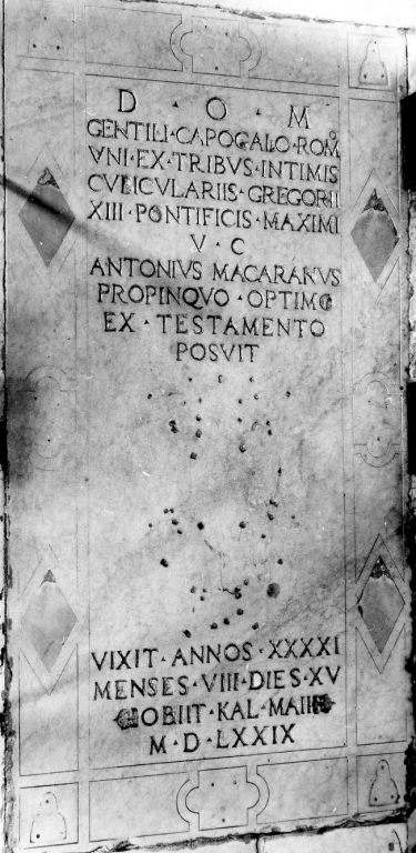 lapide tombale - bottega romana (sec. XVI)