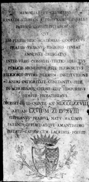 lapide tombale - bottega romana (sec. XIX)