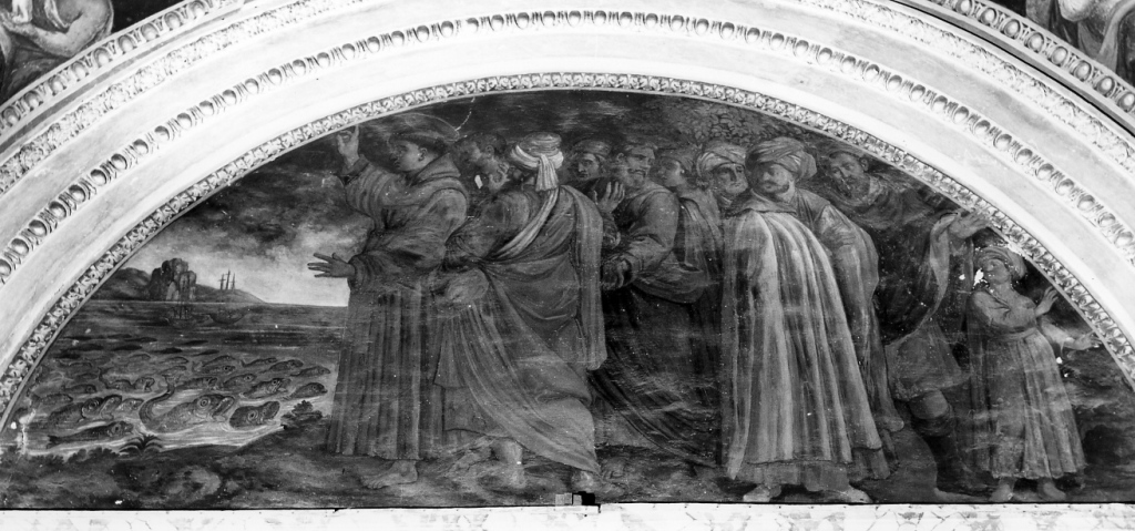 Sant'Antonio da Padova predica ai pesci (dipinto) di Muziano Girolamo detto Girolamo da Brescia (bottega) (fine sec. XVI)