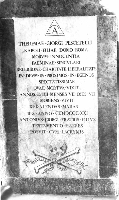lapide tombale - ambito romano (sec. XIX)
