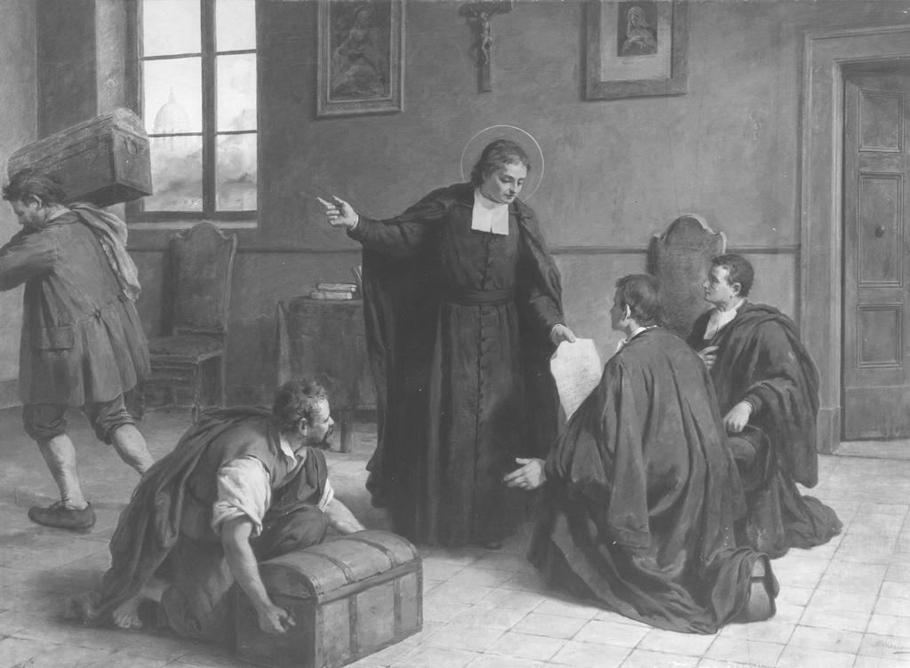 scena della vita di San Giovanni Battista de la Salle (dipinto) di Mariani Aurelio (sec. XX)