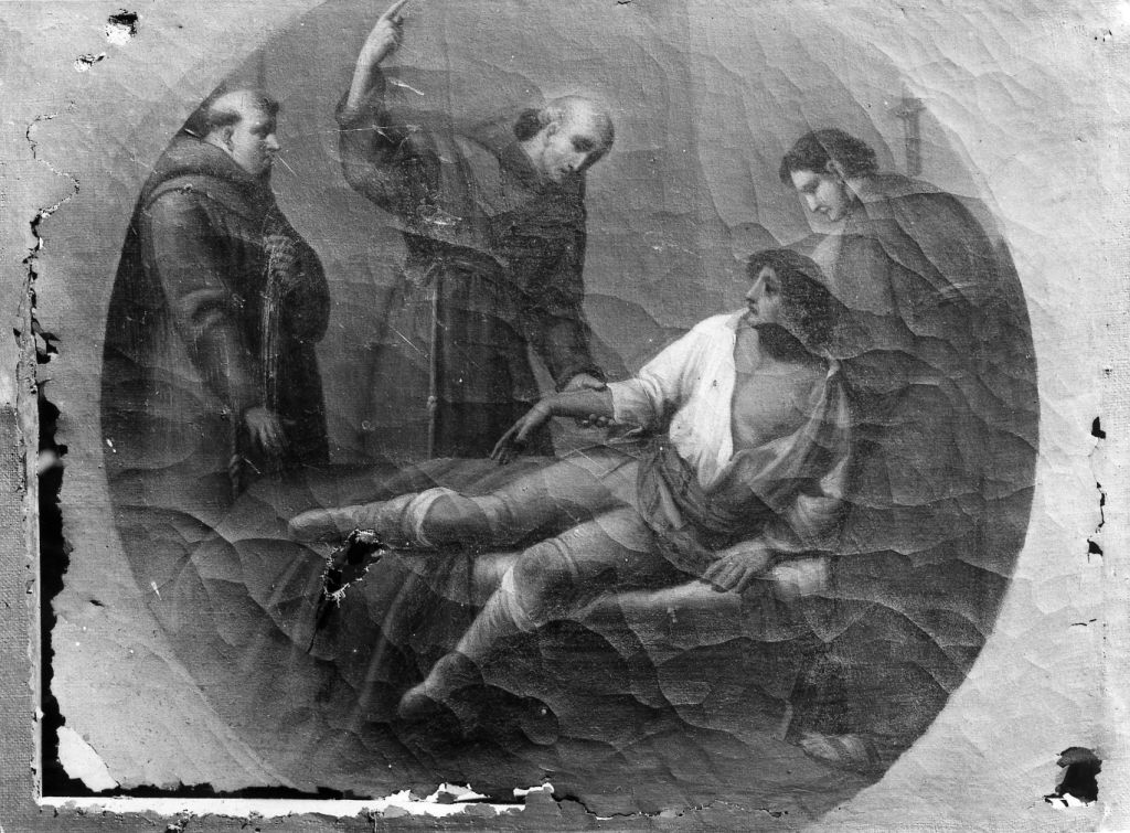 Beato Leonardo guarisce un infermo (dipinto) - ambito romano (prima metà sec. XIX)