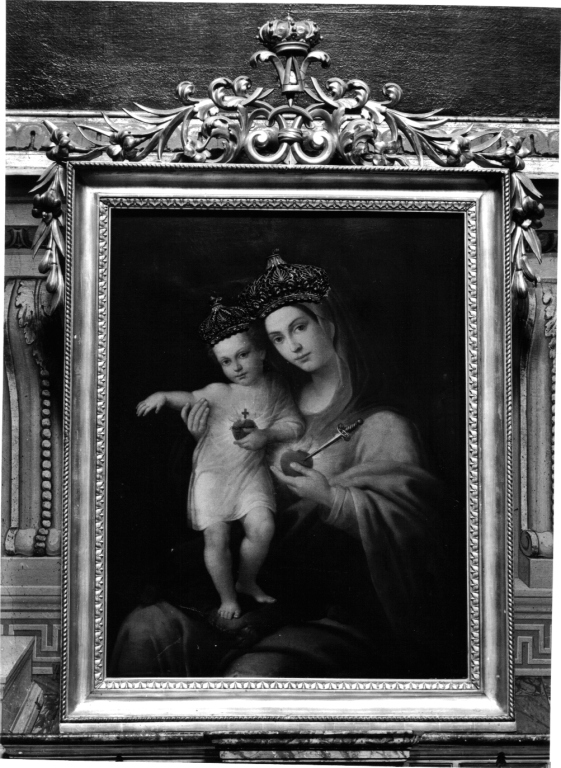 Madonna con Bambino e Sacro Cuore (dipinto) - ambito romano (sec. XIX)