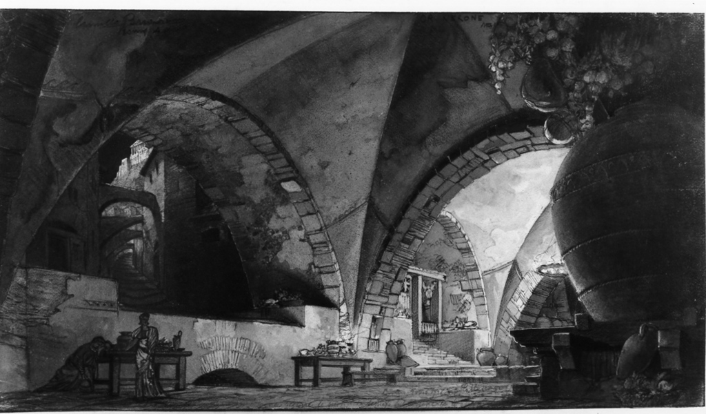 interno di una taverna (dipinto) di Parravicini Camillo (sec. XX)