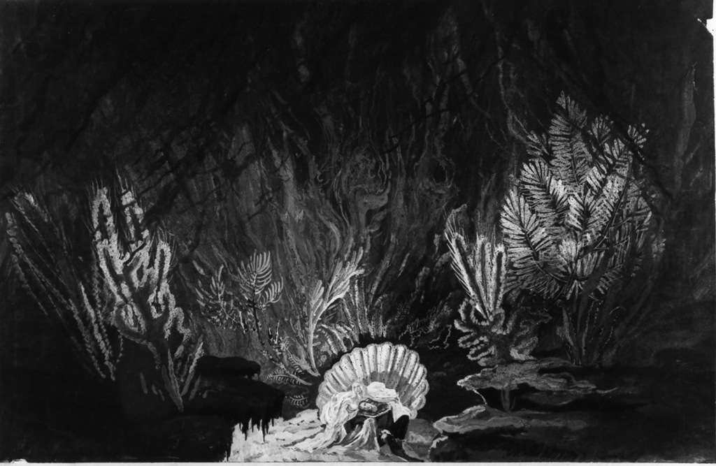 paesaggio sottomarino (dipinto) di Parravicini Camillo (sec. XX)