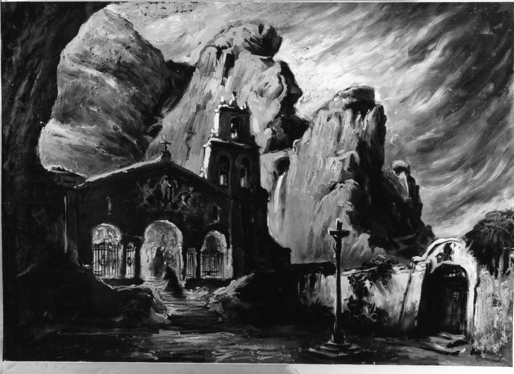 paesaggio con Convento di Hornacuelos (dipinto) di Parravicini Camillo (sec. XX)