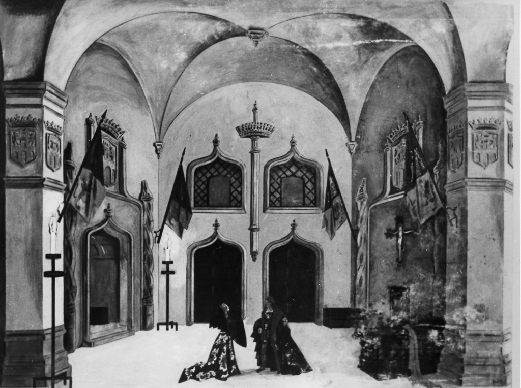 Sala di palazzo (dipinto) di Pompei Mario (sec. XX)