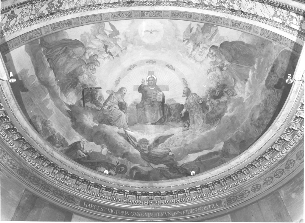 Cristo in gloria con la Chiesa Trionfante e la Chiesa Militante (dipinto) di Pasqualoni Vincenzo (sec. XIX)