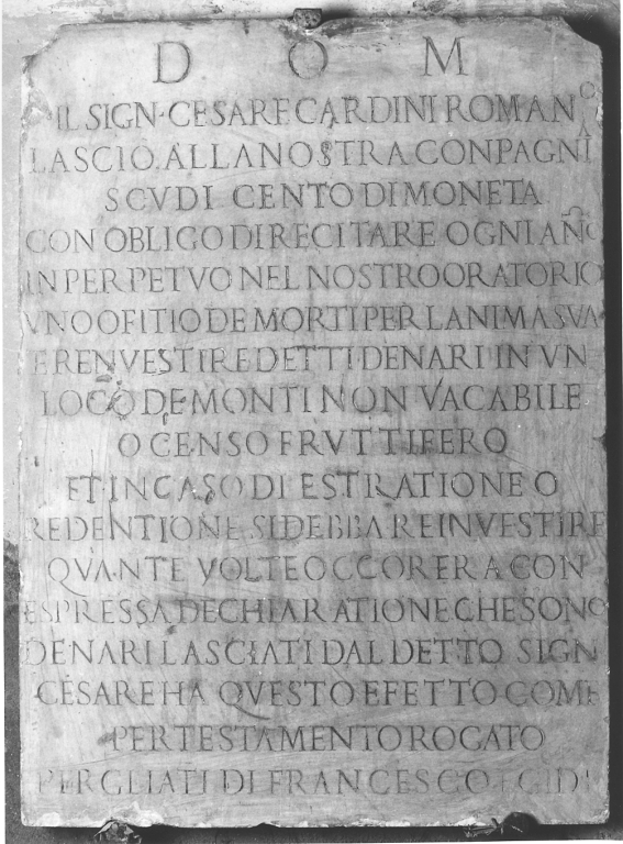 lapide - bottega romana (sec. XIX)