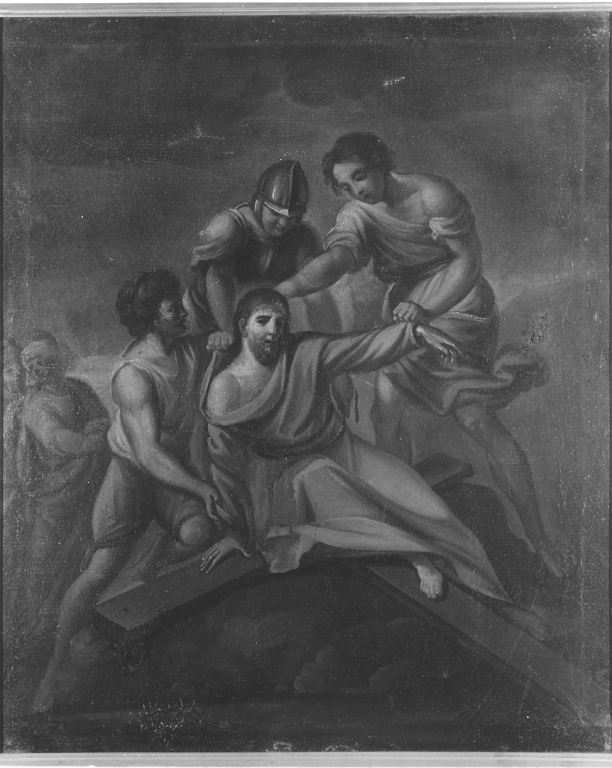 stazione X: Gesù spogliato e abbeverato di fiele (dipinto) di Maratta Carlo (cerchia) (fine sec. XVII)