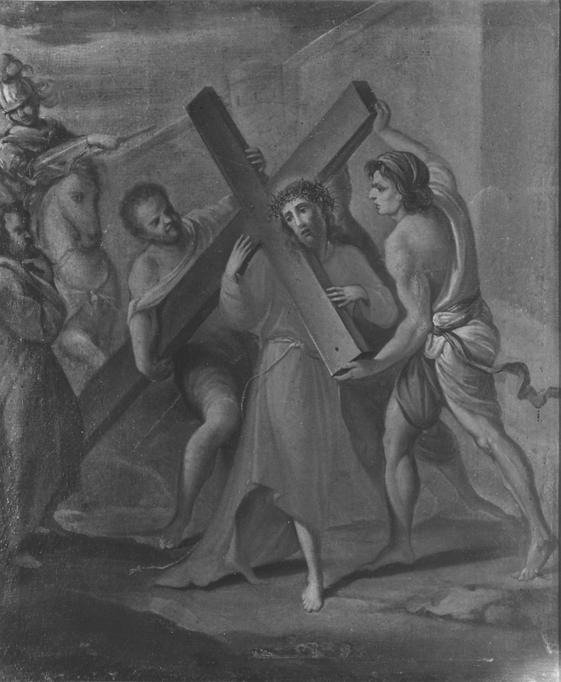 stazione II: Gesù caricato della croce (dipinto) di Maratta Carlo (cerchia) (fine sec. XVII)