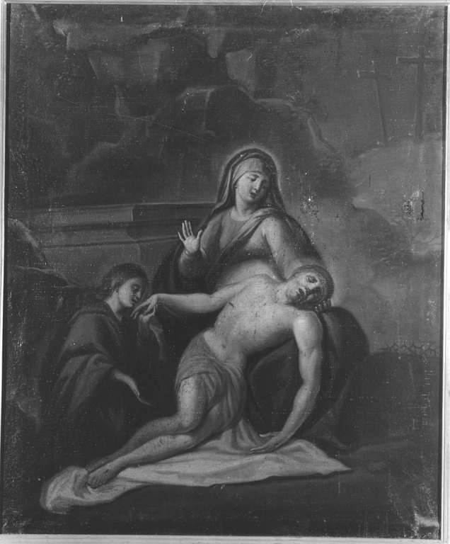 stazione XIV: Gesù deposto nel sepolcro (dipinto) di Maratta Carlo (cerchia) (fine sec. XVII)