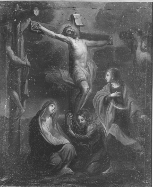 stazione XII: Gesù innalzato e morto in croce (dipinto) di Maratta Carlo (cerchia) (fine sec. XVII)