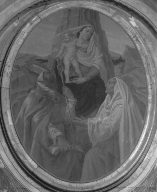Madonna della Consolazione con Sant'Agostino e Santa Monica (dipinto) di Costantini Giovanni Battista (sec. XX)