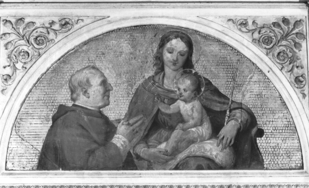 Madonna con Bambino che benedice il cardinale Matteucci (dipinto) di Fontana Luigi (sec. XIX)