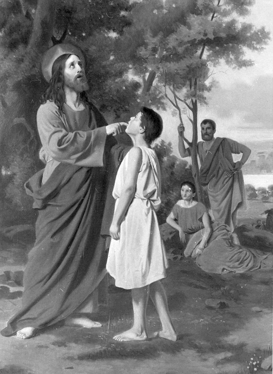 Cristo guarisce il sordomuto a Decapoli (dipinto) di Boscherini B (sec. XX)