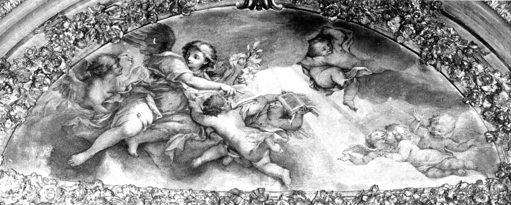 Angeli in volo (dipinto) di Pesci Girolamo (attribuito) (sec. XVIII)