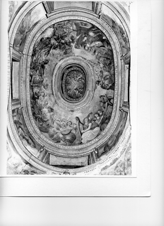 colomba dello Spirito Santo e angeli (dipinto) di Lilli Andrea (attribuito) (secc. XVI/ XVII)