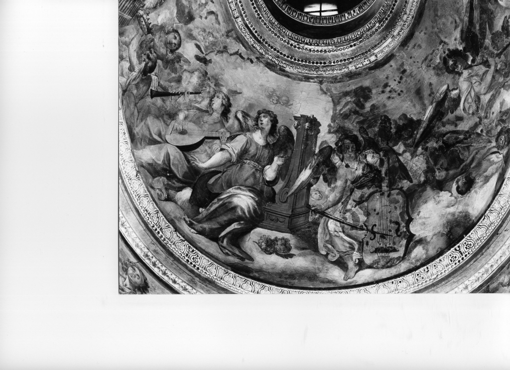 Santa Cecilia e angeli musicanti (dipinto) di Lilli Andrea (attribuito) (secc. XVI/ XVII)