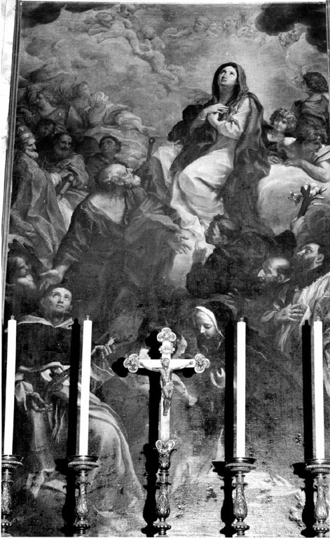 San Pietro presenta alla Vergine san Luigi Bertrand, santa Rosa da Lima, san Filippo Benizzi, san Francesco Borgia, san Gaetano da Thiene (dipinto) di Maratta Carlo (sec. XVII)