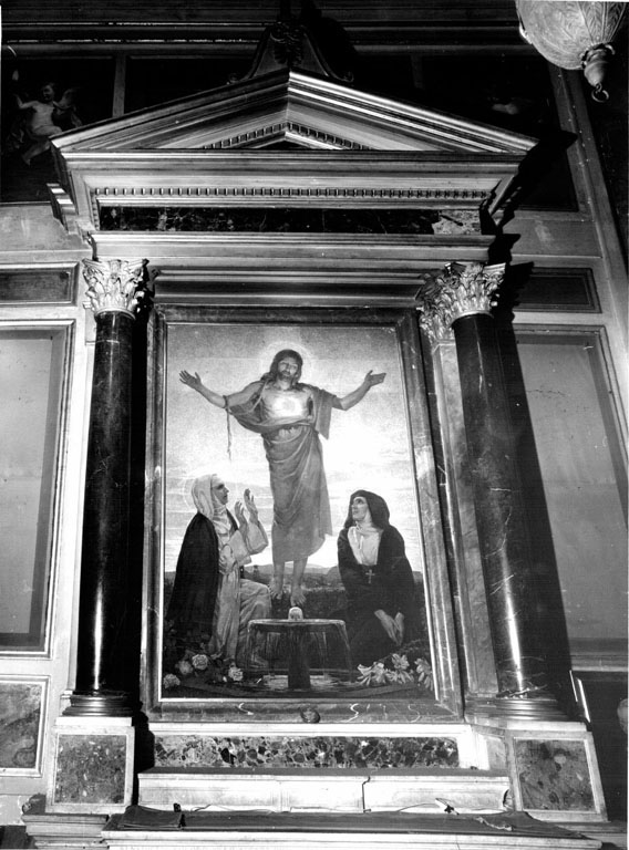 Cristo (il Sacro Cuore) tra santa Caterina da Siena e santa Margherita Alacoque (dipinto) di Mezzana Corrado (sec. XX)