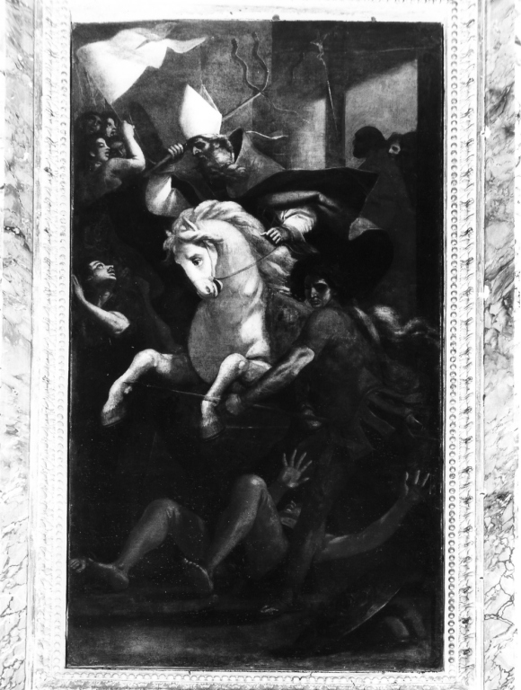Sant'Ambrogio scaccia gli ariani da Milano (dipinto) di Baglione Giovanni (sec. XVII)