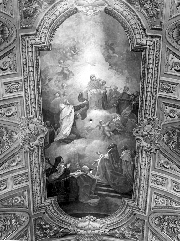 San Simone Stock riceve dalla Madonna lo scapolare (dipinto, ciclo) di Caroselli Cesare (sec. XIX)