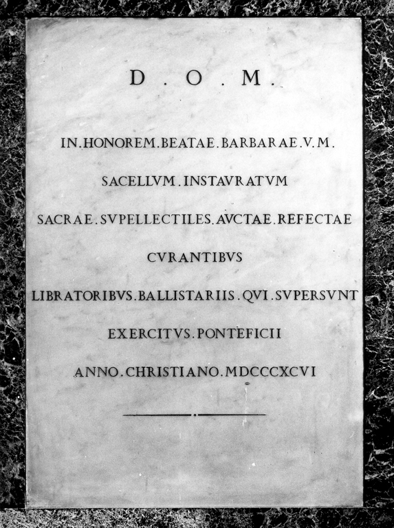 lapide documentaria - ambito romano (sec. XIX)