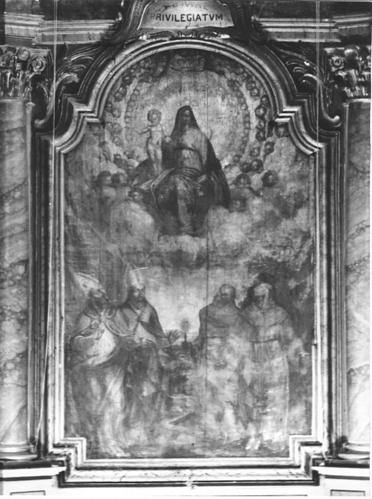 Madonna con Bambino in gloria e santi (dipinto) - ambito romano (sec. XVIII)