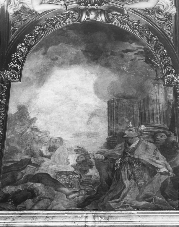 Santo Stefano condotto ad adorare gli idoli che vengono spezzati da un fulmine (dipinto) di Gimignani Ludovico (sec. XVII)