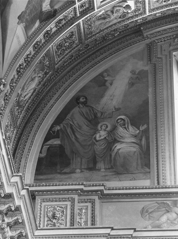 Maria Vergine bambina con Sant'Anna e San Gioacchino (dipinto) di Caroselli Cesare (sec. XX)