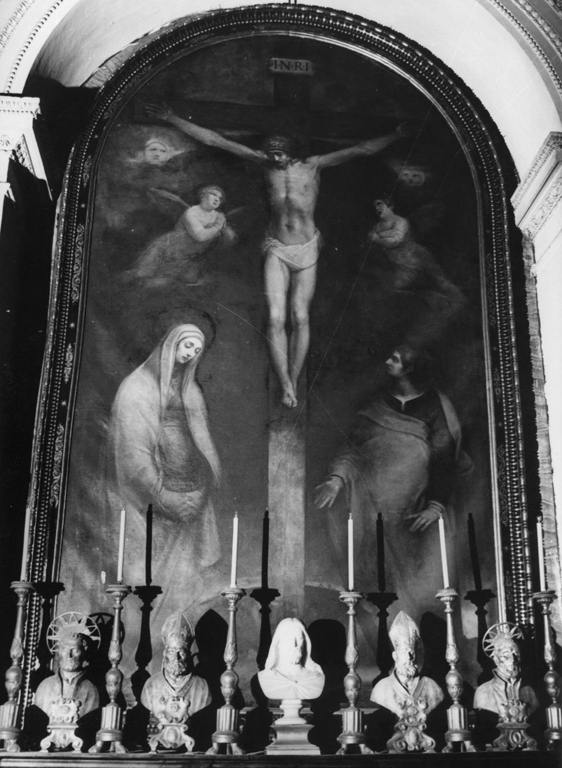Crocifissione con la Madonna e San Giovanni Evangelista (dipinto) di De Vecchi Giovanni (sec. XVII)