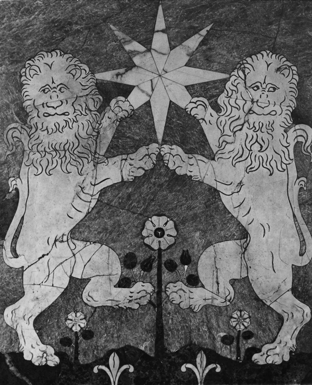 Stemma della famiglia Vittori-Delfini (decorazione a intarsio, serie) - bottega romana (secc. XVI/ XVII)