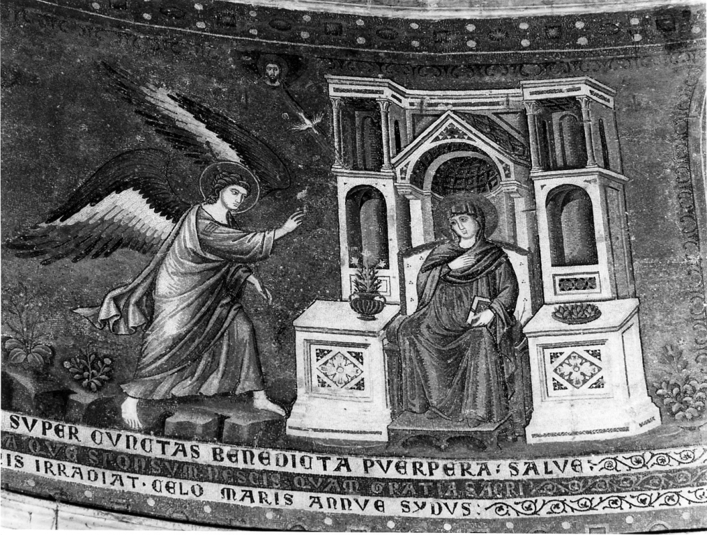 Annunciazione (decorazione musiva, elemento d'insieme) di Cavallini Pietro (attribuito) (sec. XIII)