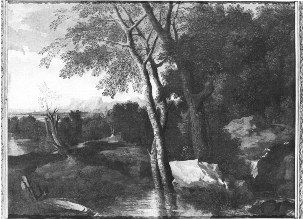 Paesaggio paludoso (dipinto) di Maestro della Betulla (sec. XVII)