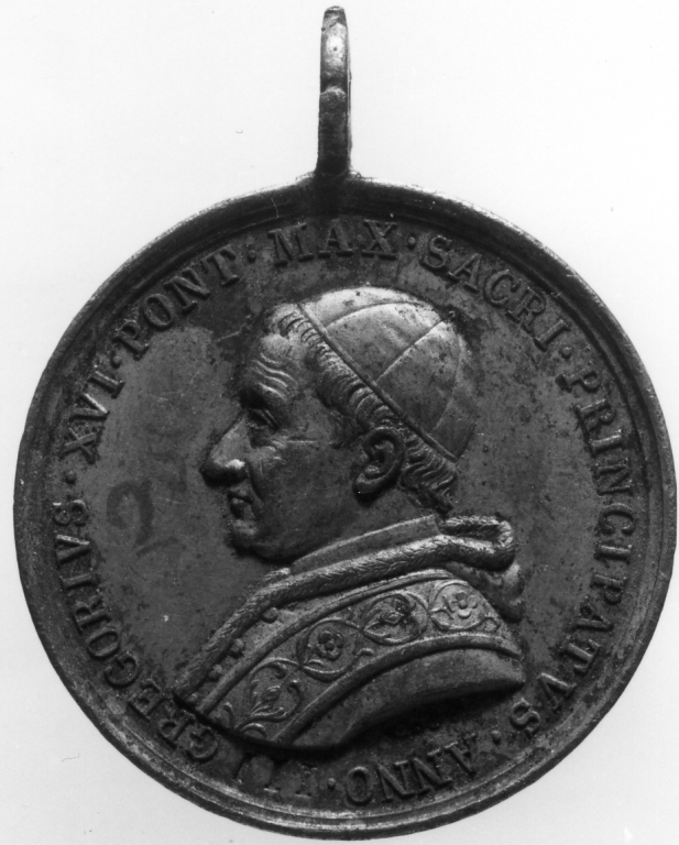 La Religione addita il palazzo del Collegio Romano (medaglia) di Girometti Giuseppe (sec. XIX)