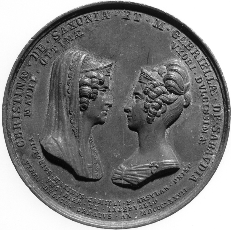 Stemmi di Casa Massimo, Savoia e di Sassonia (medaglia) - ambito romano (sec. XIX)