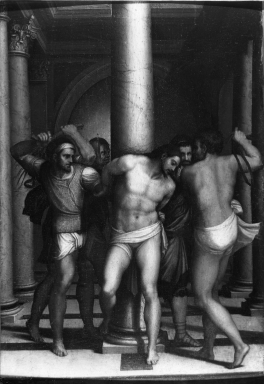 i soldati flagellano Cristo (dipinto) - ambito romano (seconda metà sec. XVI)