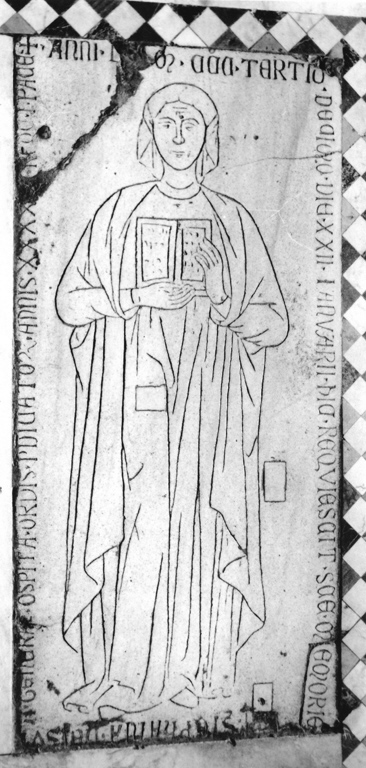 ritratto di donna (lapide tombale) - bottega romana (sec. XIV)