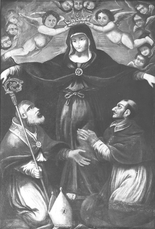 Madonna della Misericordia con San Carlo Borromeo e Sant'Agostino (dipinto) - ambito laziale (prima metà sec. XIX)