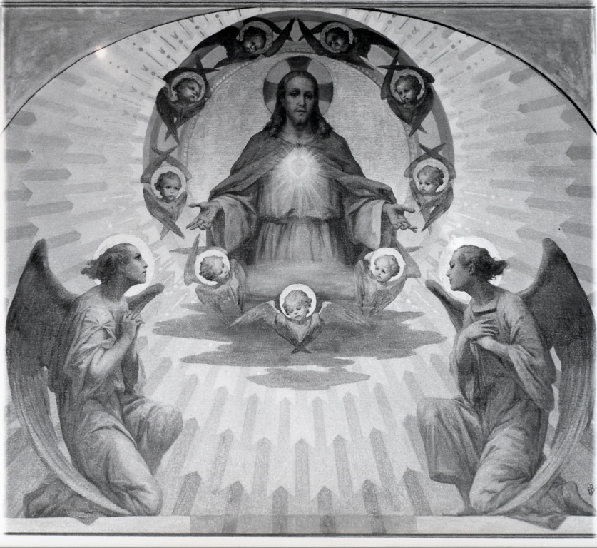 gloria del Sacro Cuore di Gesù (dipinto) di Ballerini Ettore (secondo quarto sec. XX)