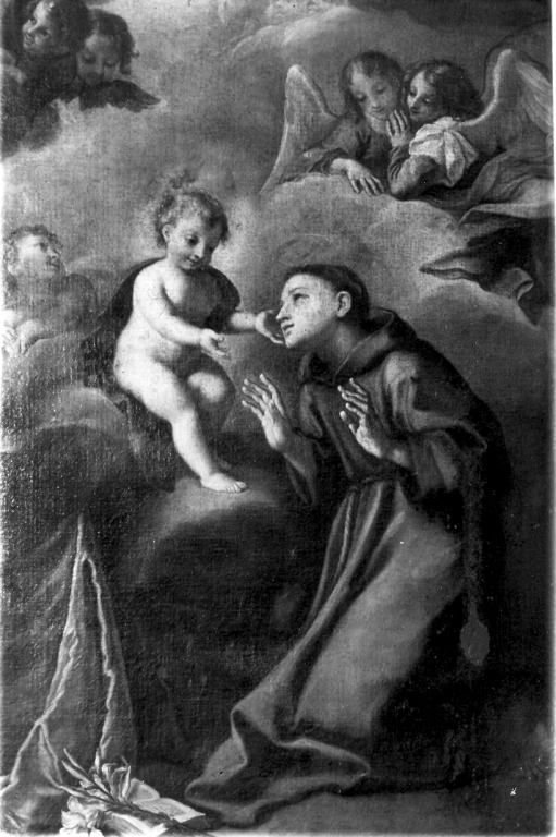 Sant'Antonio da Padova con il bambino (dipinto) - ambito romano (prima metà sec. XVII)