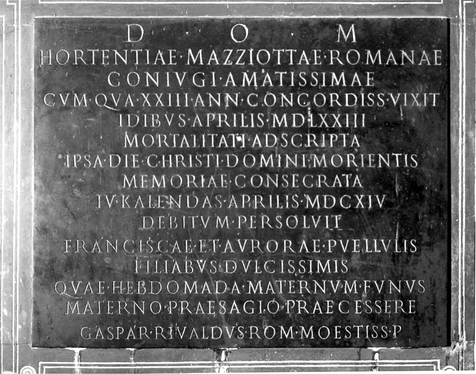 lapide commemorativa - manifattura romana (sec. XVII)